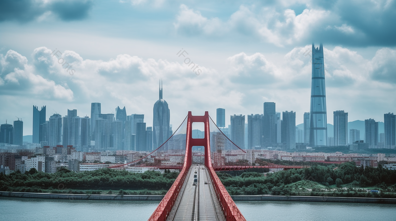 蓝天白云下的广东广州小蛮腰写字楼现代建筑摩天大楼,高清,摄影图,摄影图片,图片大全,摄影图免费下载